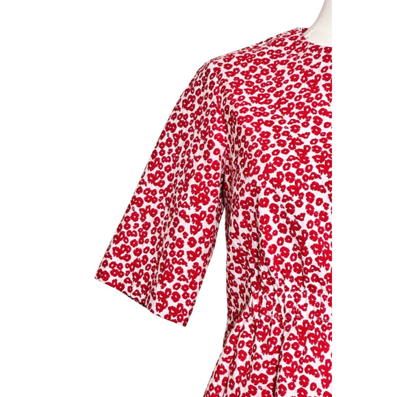 Purificacion Garcia Red White Ditsy Floral Peplum Back Zip Blouse Size 36 Size 6 - Picture 3 of 9